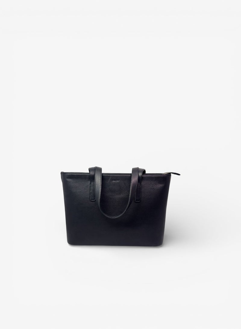Emery Astrid Tote In Calf Black Leather - Image 5